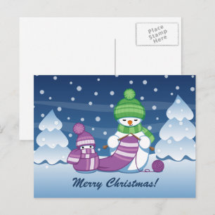Cartes Pour Fêtes Annuelles Écharpe Tricot Snowman