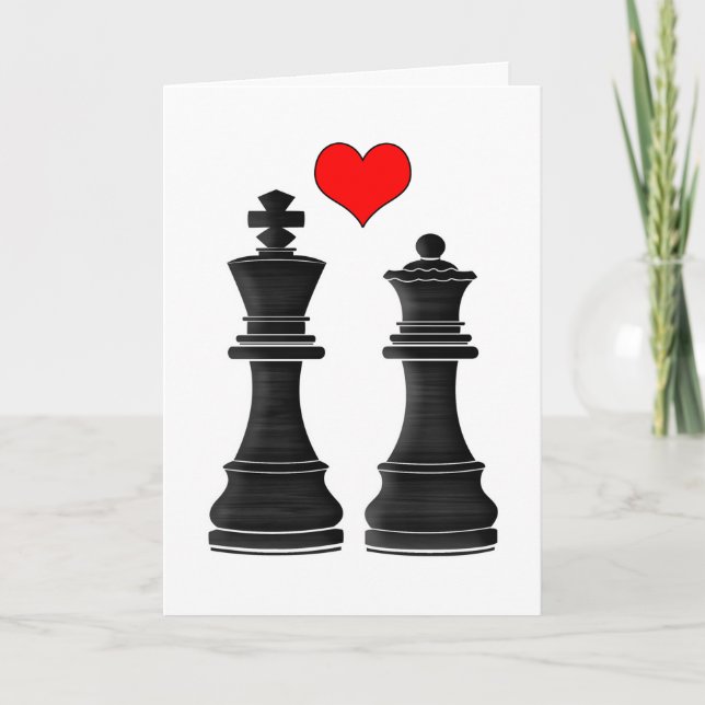 Cartes Pour Fêtes Annuelles Échecs Roi et Reine avec amour Saint Valentin (Devant)