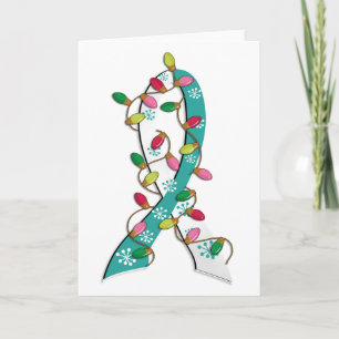 Cartes Pour Fêtes Annuelles Éclairage de Noël du cancer du col utérin