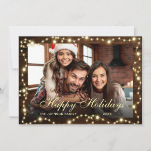 Cartes Pour Fêtes Annuelles Éclairage de Noël rustique PHOTO Salutation