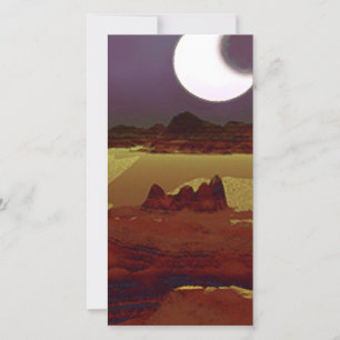 Cartes Pour Fêtes Annuelles Éclipse Au-Dessus Des Terres Éloignées. Planète Al
