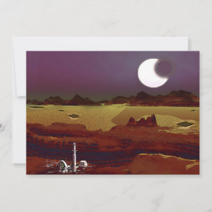 Cartes Pour Fêtes Annuelles Éclipse Au-Dessus Des Terres Éloignées. Planète Al