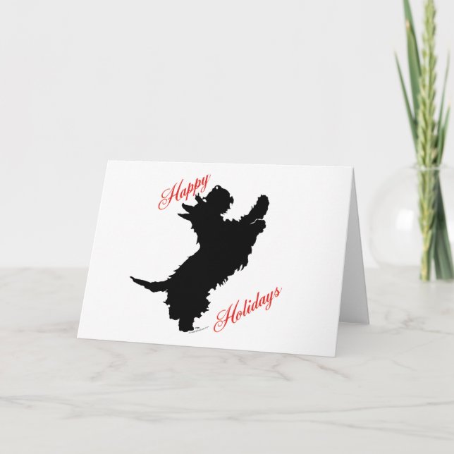 Cartes Pour Fêtes Annuelles Écossais Terrier Joyeux vacances (Devant)