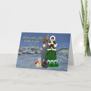 Cartes Pour Fêtes Annuelles Écossais Terriers Carols de Noël
