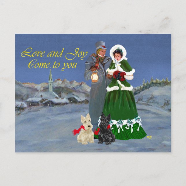 Cartes Pour Fêtes Annuelles Écossais Terriers Carols de Noël (Devant)