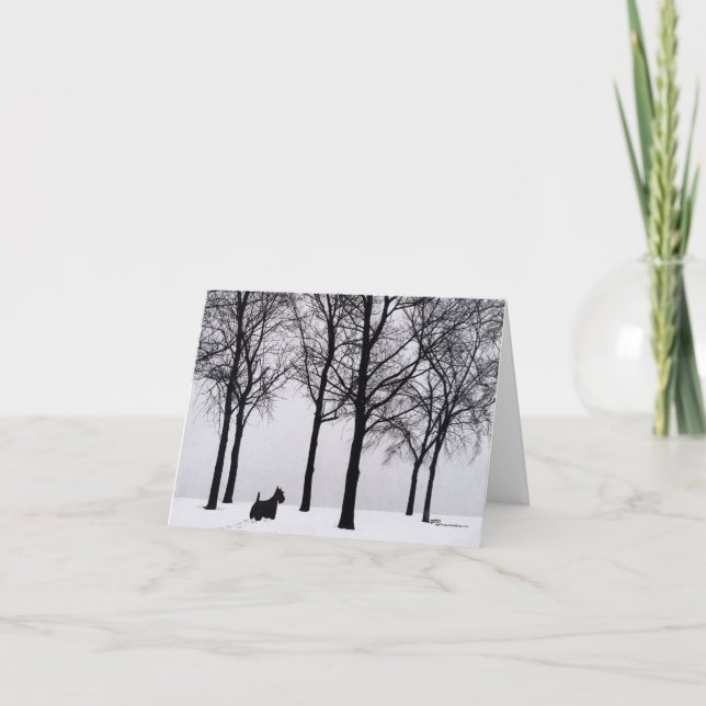 Cartes Pour Fêtes Annuelles Ecosse dans Snowy Woods (Devant)