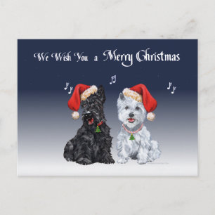 Cartes Pour Fêtes Annuelles Ecosse et Westie Noël Carols