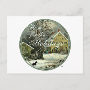 Cartes Pour Fêtes Annuelles Ecosse Terrier Hiver à l'ancienne mode