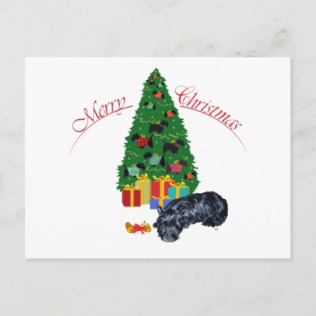 Cartes Pour Fêtes Annuelles Ecosse Terrier Nap Noël (Devant)