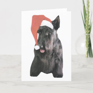 Cartes Pour Fêtes Annuelles Ecosse Terrier Santa Hat Noël