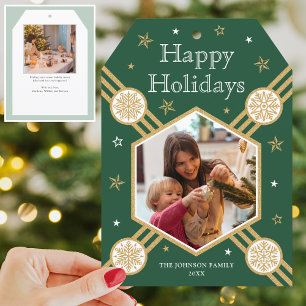 Cartes Pour Fêtes Annuelles Écran de Noël Nom de la photo Étiquette verte