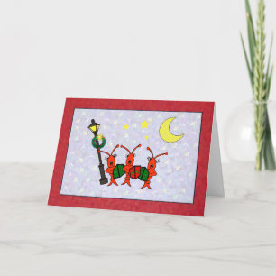Cartes Pour Fêtes Annuelles Écrevisses de Caroling/carte de Noël trio de