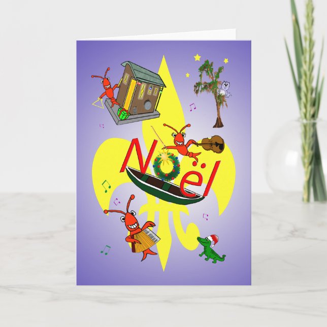 Cartes Pour Fêtes Annuelles Écrevisses et Fleur de Lys Christmas de Cajun (Devant)