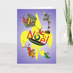 Cartes Pour Fêtes Annuelles Écrevisses et Fleur de Lys Christmas de Cajun