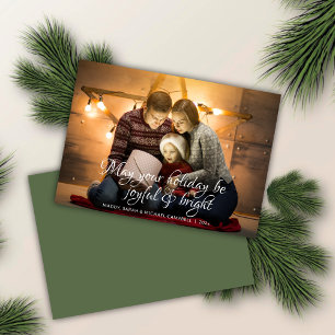 Cartes Pour Fêtes Annuelles Écriture Classique Souhait Ferne Vert Photo Noël