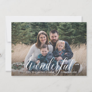Cartes Pour Fêtes Annuelles Écriture cursive hiver blanc photo complète