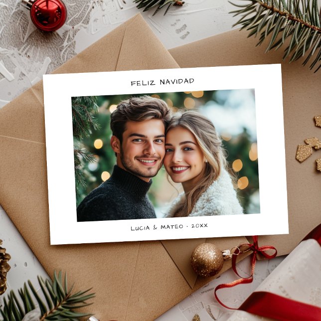 Cartes Pour Fêtes Annuelles Écriture décontractée espagnole Noël Feliz Navidad (Créateur téléchargé)