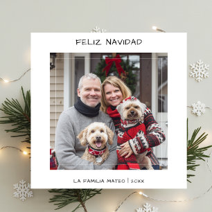 Cartes Pour Fêtes Annuelles Écriture décontractée Feliz Navidad Christmas Whit