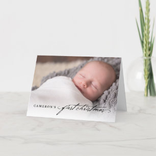 Cartes Pour Fêtes Annuelles Écriture manuscrite vintage 1ère photo de Noël du
