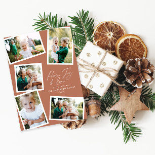 Cartes Pour Fêtes Annuelles Écriture moderne multi photo en terre cuite