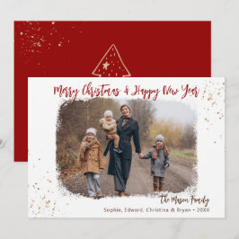 Cartes Pour Fêtes Annuelles Écriture moderne Red Gold Christmas Photo