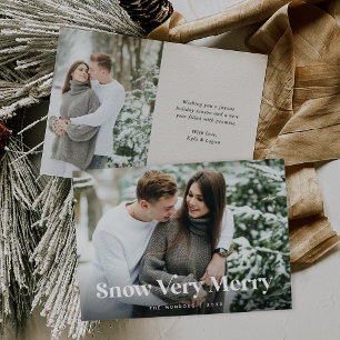 Cartes Pour Fêtes Annuelles Écru Neige Très Joyeux Deux Photo