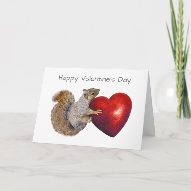 Cartes Pour Fêtes Annuelles Écureuil avec Big Red Heart Card (Devant)