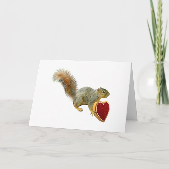 Cartes Pour Fêtes Annuelles Écureuil avec boîte cardiaque (Devant)