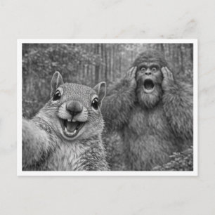 Cartes Pour Fêtes Annuelles Écureuil Bigfoot Selfie