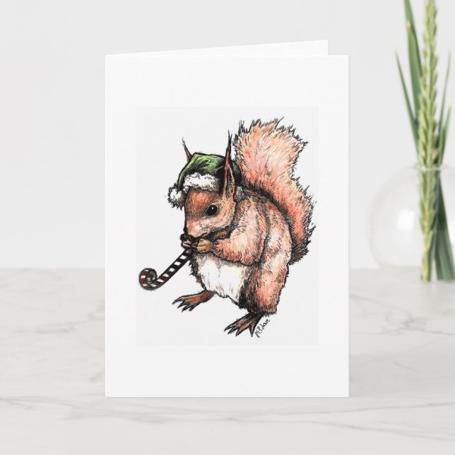 Cartes Pour Fêtes Annuelles Écureuil de fête (Devant)