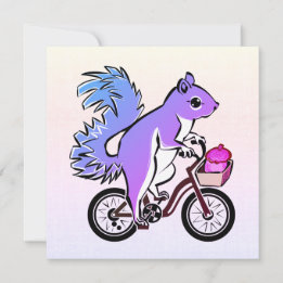 Cartes Pour Fêtes Annuelles Écureuil de fête à vélo