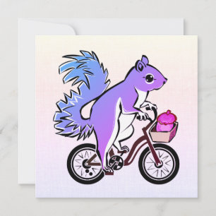 Cartes Pour Fêtes Annuelles Écureuil de fête à vélo