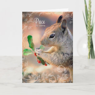 Cartes Pour Fêtes Annuelles Écureuil de langue italienne et Noël saint