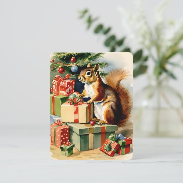 Cartes Pour Fêtes Annuelles écureuil de noël (Debout devant)