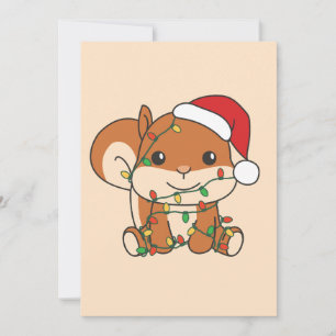 Cartes Pour Fêtes Annuelles Écureuil de Noël Animaux d'hiver Écureuil de vacan