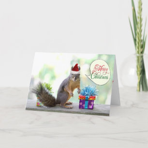 Cartes Pour Fêtes Annuelles Écureuil de Noël avec cadeaux de Noël