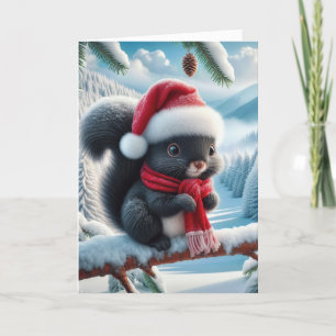 Cartes Pour Fêtes Annuelles Écureuil de Noël dans l'arbre d'hiver