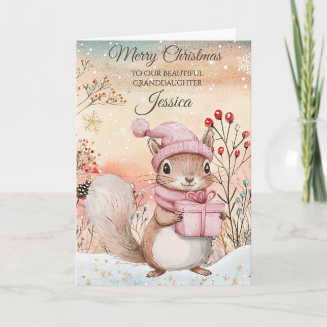 Cartes Pour Fêtes Annuelles Écureuil de Noël personnalisé (Devant)