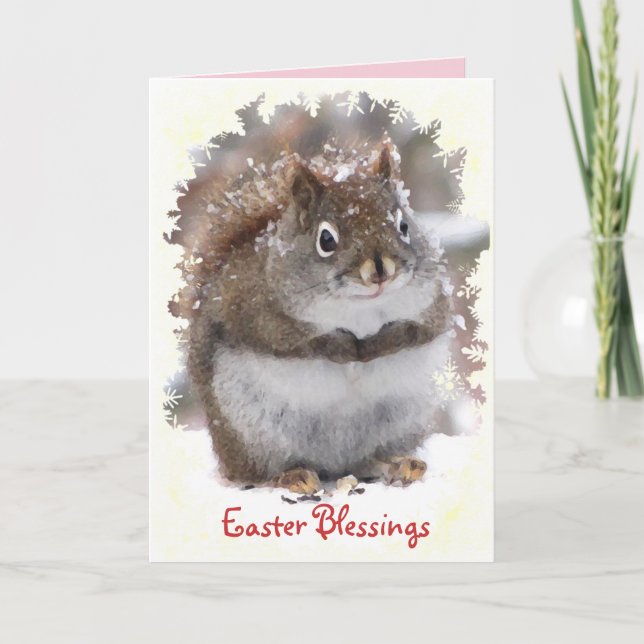 Cartes Pour Fêtes Annuelles Écureuil doux Pâques (Devant)