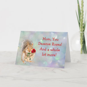 Cartes Pour Fêtes Annuelles Écureuil et fête des mères Roses