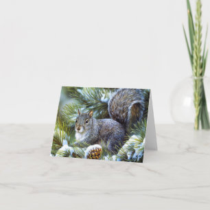 Cartes Pour Fêtes Annuelles Écureuil (gris) gris de neige d'hiver…