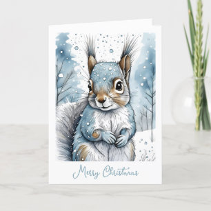 Cartes Pour Fêtes Annuelles Écureuil mignon à Noël de neige