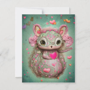 Cartes Pour Fêtes Annuelles Écureuil mignon et coeurs