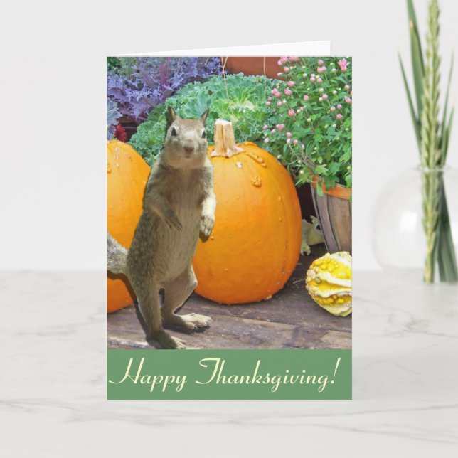 Cartes Pour Fêtes Annuelles Écureuil mignon Thanksgiving (Devant)