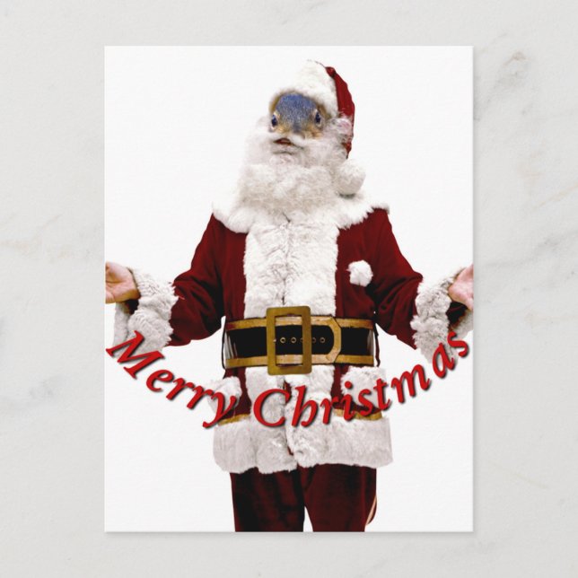 Cartes Pour Fêtes Annuelles Écureuil Père Noël-Joyeux Noël_ (Devant)