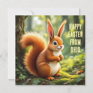 Cartes Pour Fêtes Annuelles Écureuil rouge aux oreilles de lapin