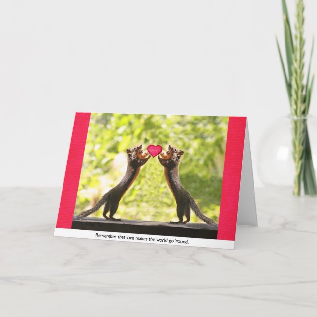 Cartes Pour Fêtes Annuelles Écureuils dans l'amour (Devant)