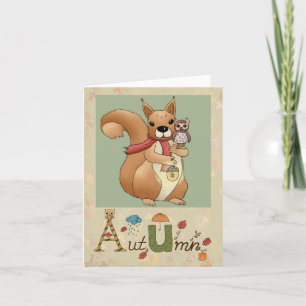 Cartes Pour Fêtes Annuelles Écureuils et chouettes