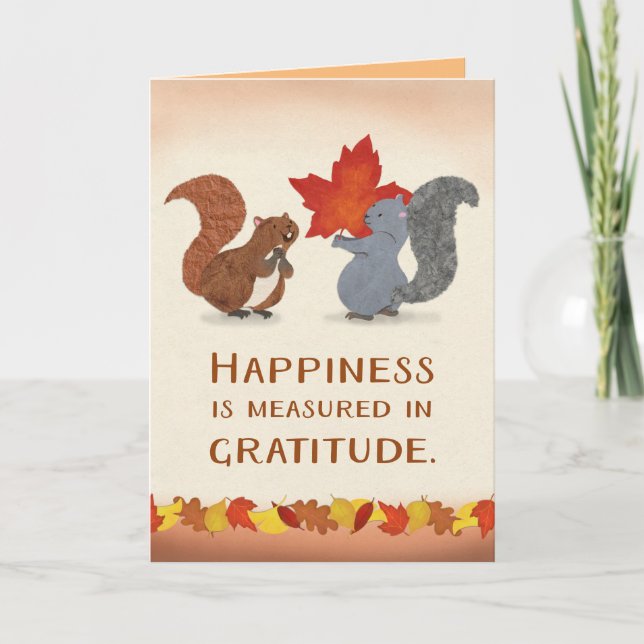Cartes Pour Fêtes Annuelles Écureuils et une merveilleuse jambe Thanksgiving (Devant)