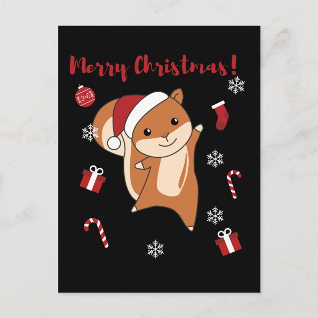 Cartes Pour Fêtes Annuelles Écureuils Noël Animaux d'hiver (Devant)